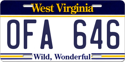 WV license plate OFA646