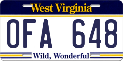 WV license plate OFA648