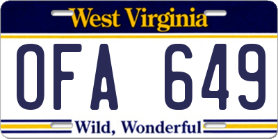 WV license plate OFA649