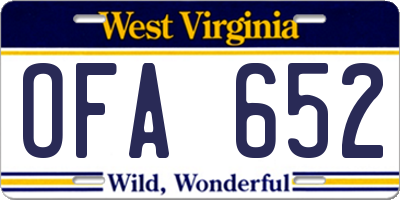 WV license plate OFA652