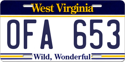 WV license plate OFA653