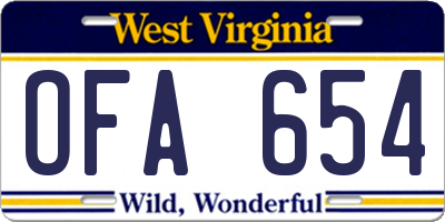 WV license plate OFA654