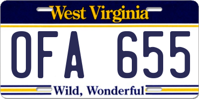 WV license plate OFA655