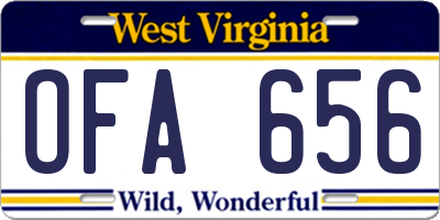 WV license plate OFA656