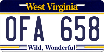 WV license plate OFA658