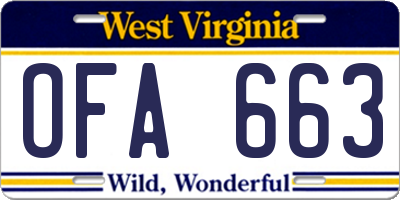 WV license plate OFA663