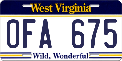 WV license plate OFA675