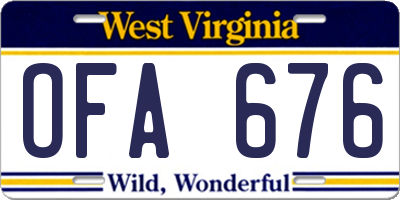 WV license plate OFA676