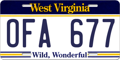 WV license plate OFA677