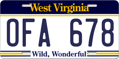 WV license plate OFA678