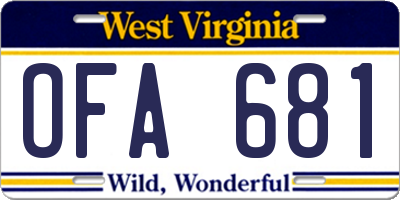 WV license plate OFA681