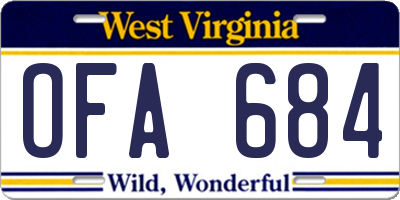 WV license plate OFA684