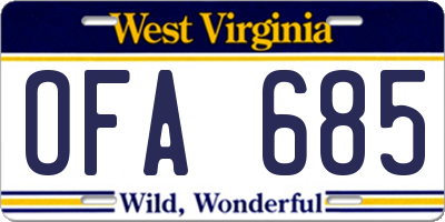 WV license plate OFA685