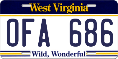 WV license plate OFA686