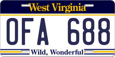 WV license plate OFA688