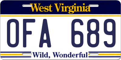 WV license plate OFA689