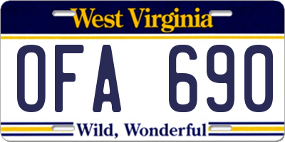WV license plate OFA690