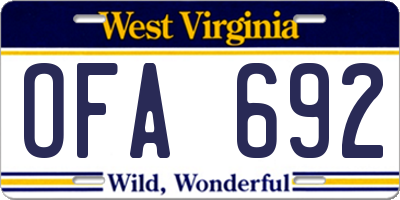 WV license plate OFA692