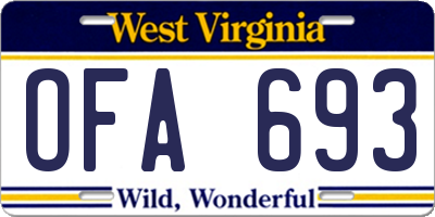 WV license plate OFA693