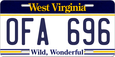 WV license plate OFA696