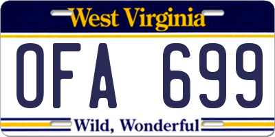 WV license plate OFA699
