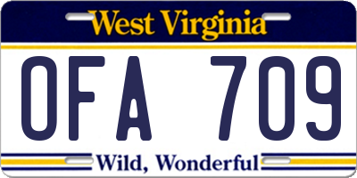 WV license plate OFA709