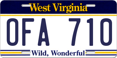 WV license plate OFA710