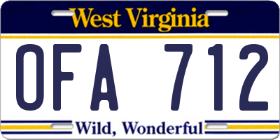 WV license plate OFA712