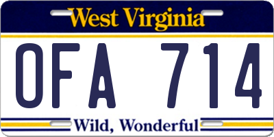 WV license plate OFA714