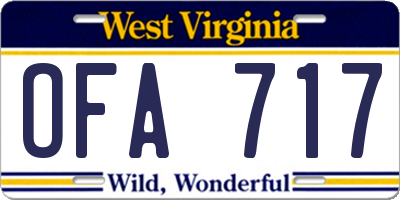 WV license plate OFA717