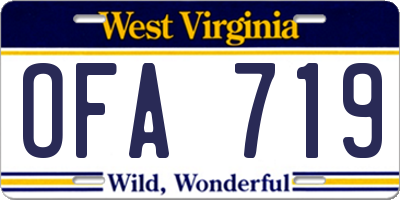 WV license plate OFA719