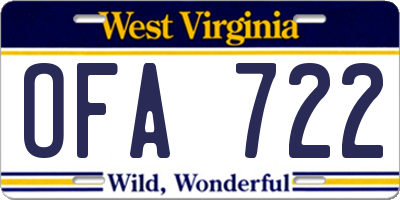 WV license plate OFA722