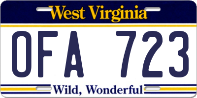 WV license plate OFA723
