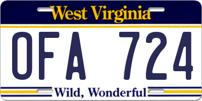 WV license plate OFA724