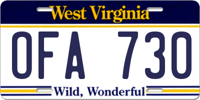 WV license plate OFA730