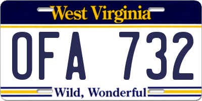 WV license plate OFA732