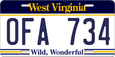 WV license plate OFA734