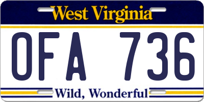WV license plate OFA736