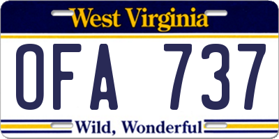 WV license plate OFA737