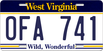WV license plate OFA741