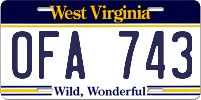 WV license plate OFA743