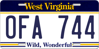 WV license plate OFA744