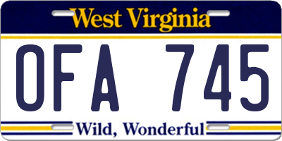 WV license plate OFA745
