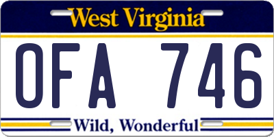WV license plate OFA746