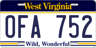 WV license plate OFA752