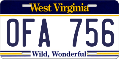WV license plate OFA756