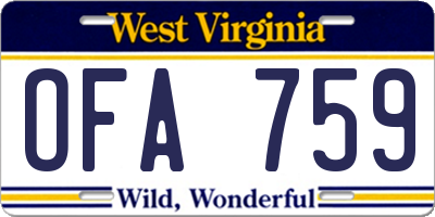 WV license plate OFA759