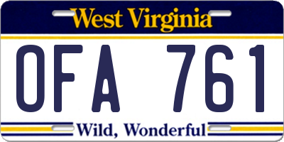 WV license plate OFA761