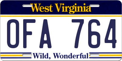 WV license plate OFA764