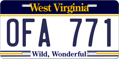 WV license plate OFA771